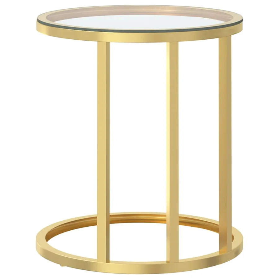 Table d'appoint Doré et transparent 45 cm Verre trempé - 4