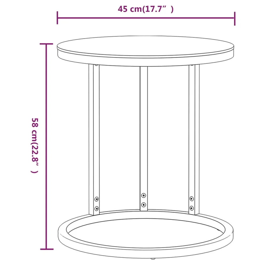 Table d'appoint Doré et transparent 45 cm Verre trempé - 6