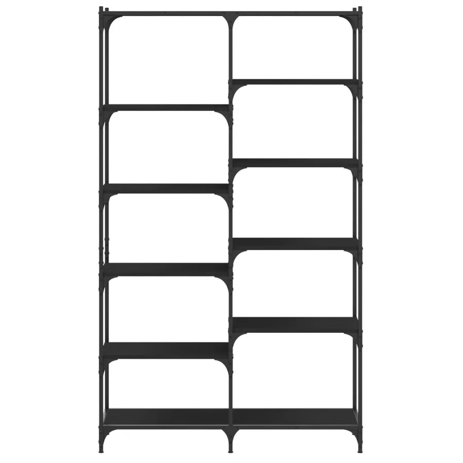 Bibliothèque noir 100x32x170 cm bois d'ingénierie et fer - 4
