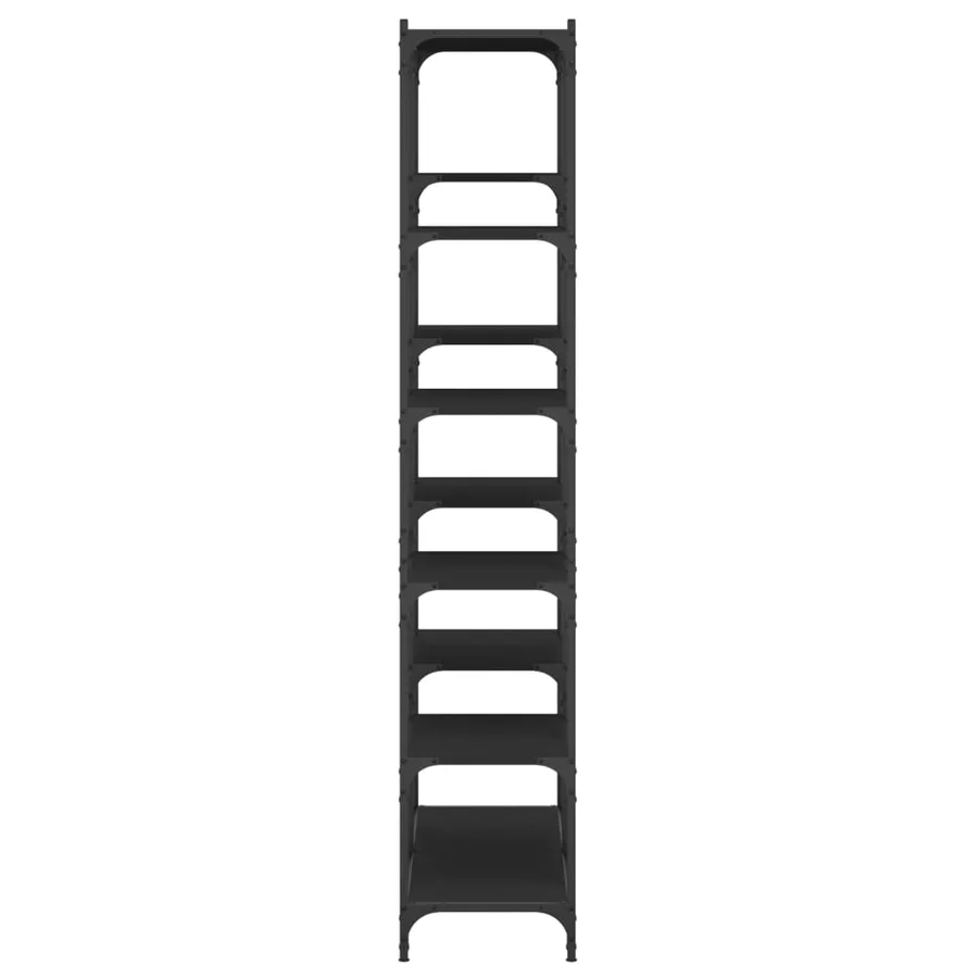 Bibliothèque noir 100x32x170 cm bois d'ingénierie et fer - 5