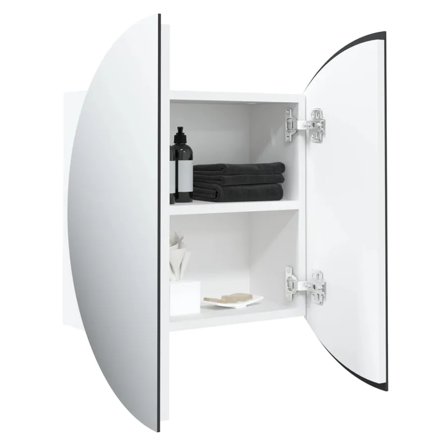 Armoire de salle de bain miroir rond et LED Blanc 47x47x17,5 cm - 5