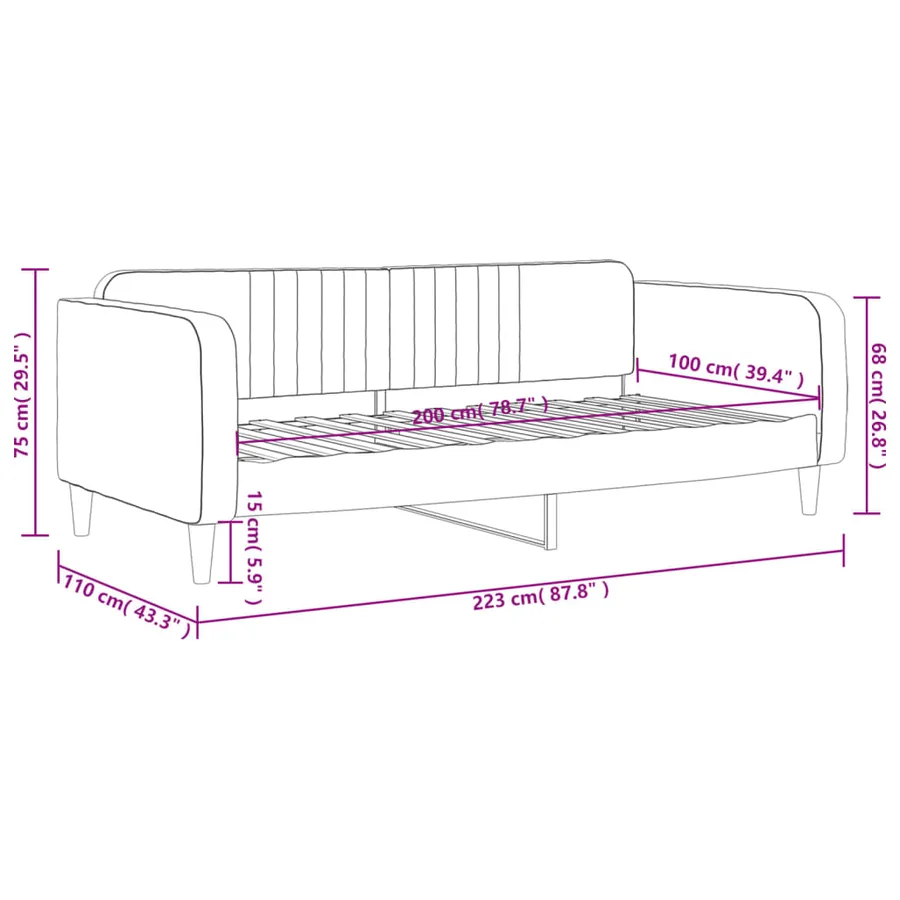 Lit de repos rose 100x200 cm velours - 8