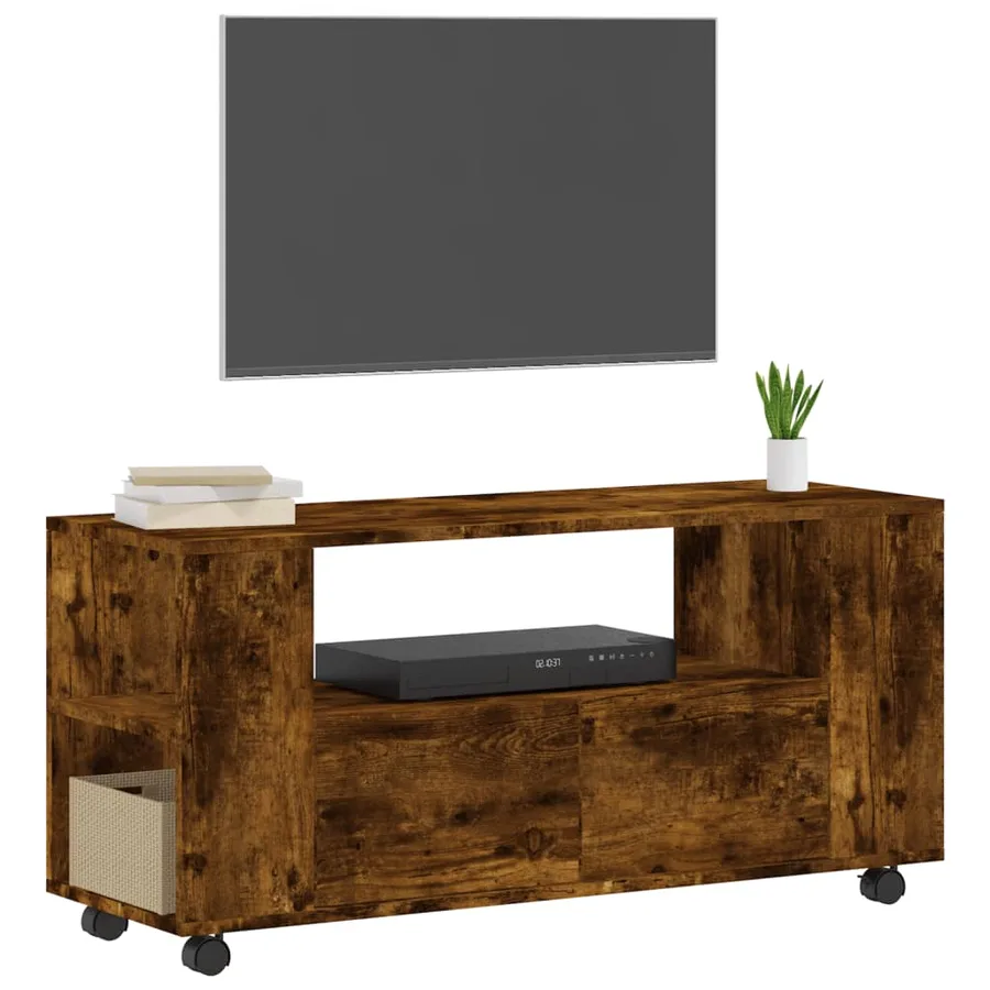 Meuble TV chêne fumé 102x34,5x43 cm bois d'ingénierie - 3