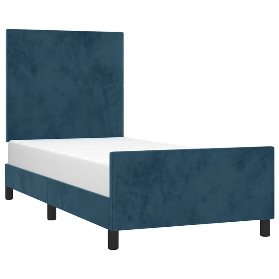 Cadre de lit sans matelas bleu foncé 90x200 cm velours - 3