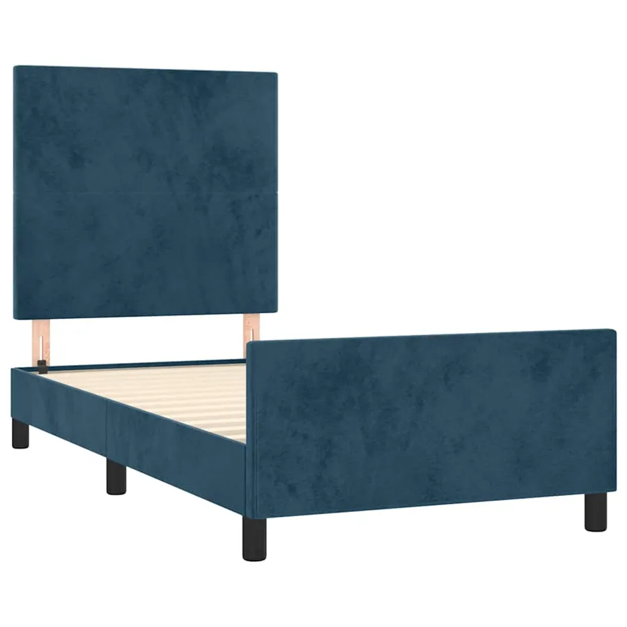 Cadre de lit sans matelas bleu foncé 90x200 cm velours - 4