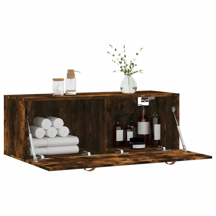 Armoire murale Chêne fumé 100x36,5x35 cm Bois d'ingénierie - 8