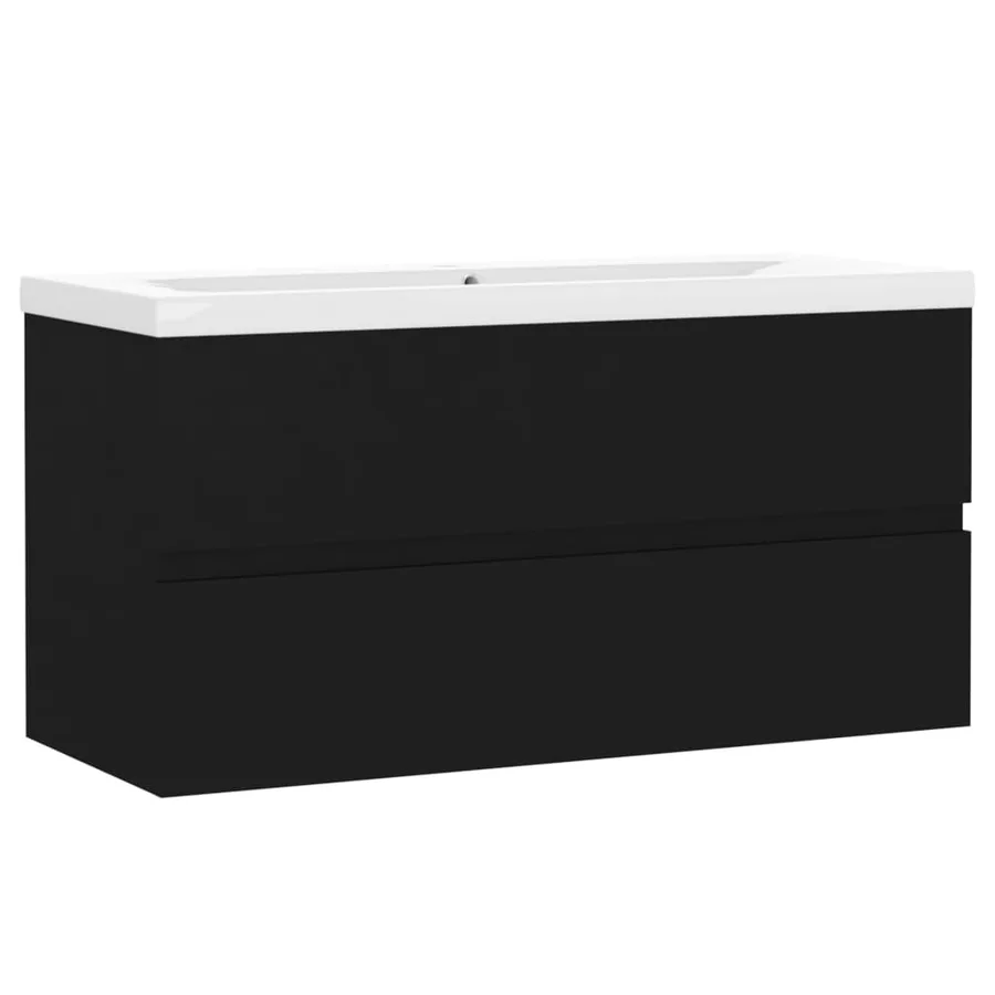 Armoire d'évier avec lavabo intégré Noir Bois d'ingénierie - 2