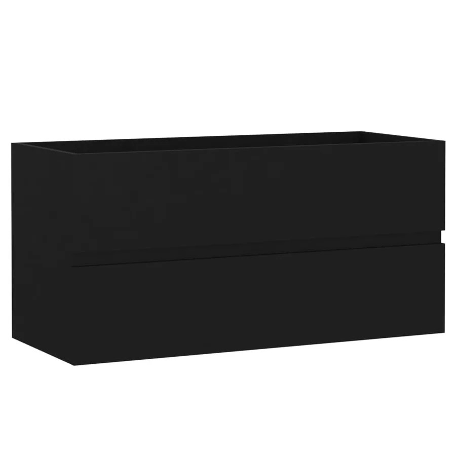 Armoire d'évier avec lavabo intégré Noir Bois d'ingénierie - 3