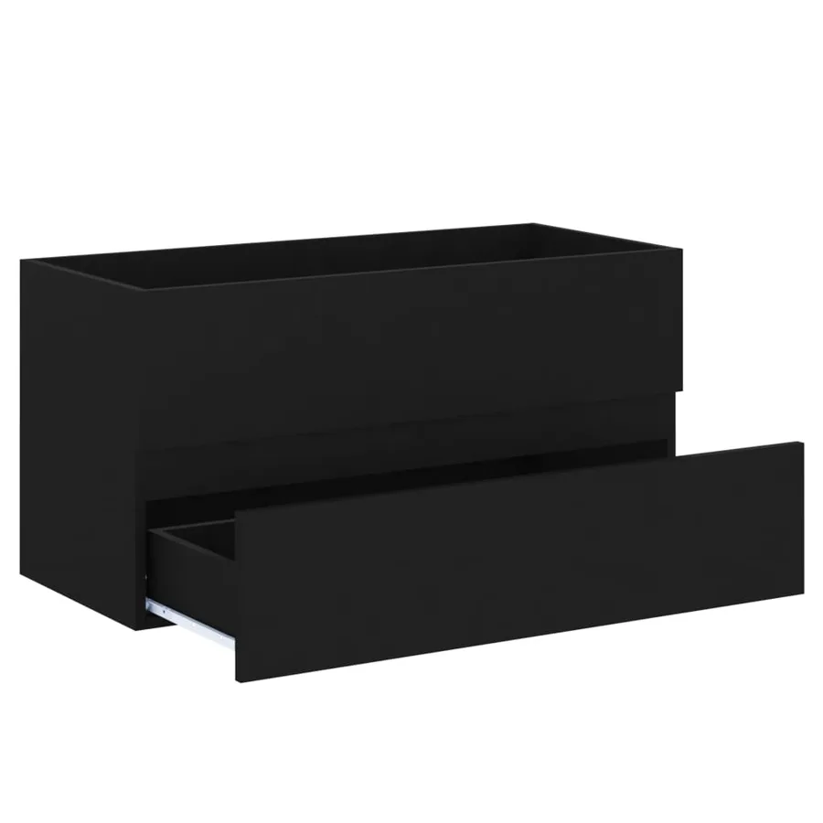 Armoire d'évier avec lavabo intégré Noir Bois d'ingénierie - 5