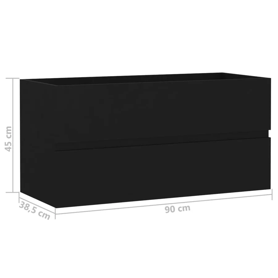Armoire d'évier avec lavabo intégré noir bois d'ingénierie - 16