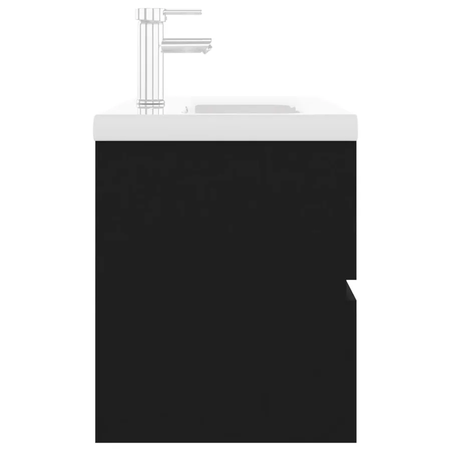 Armoire d'évier avec lavabo intégré noir bois d'ingénierie - 5