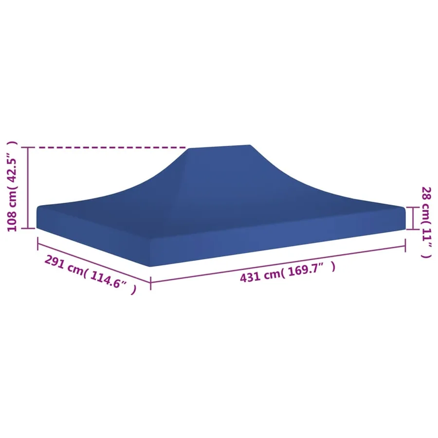 Toit de tente de réception 4,5x3 m Bleu 270 g/m² - 6