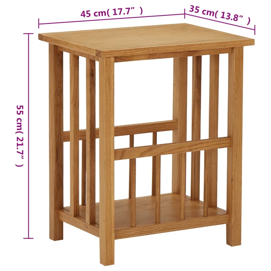 Table à revues 45x35x55 cm Bois de chêne solide - 6