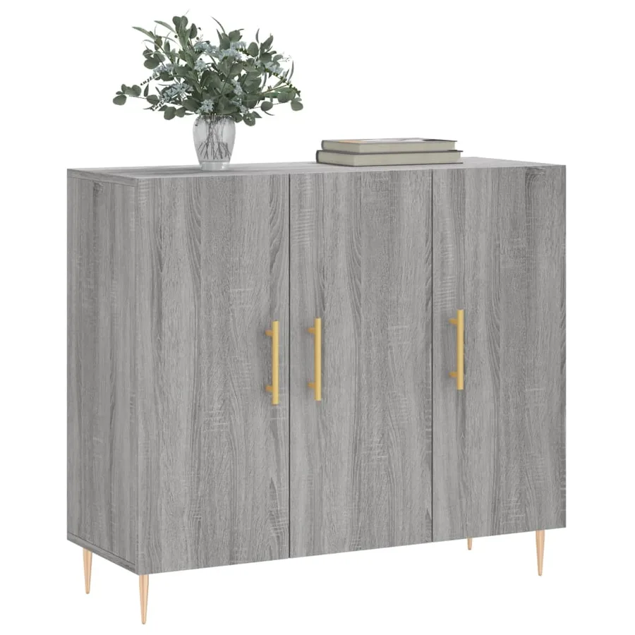 Buffet sonoma gris 90x34x80 cm bois d'ingénierie - 3