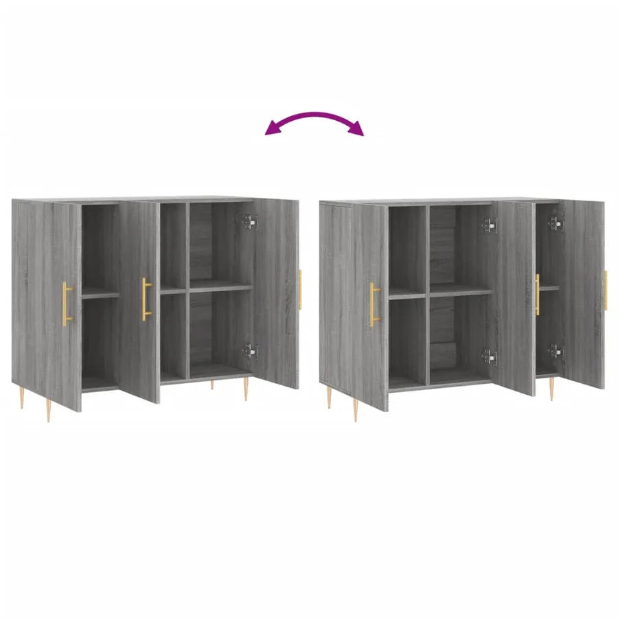 Buffet sonoma gris 90x34x80 cm bois d'ingénierie - 9