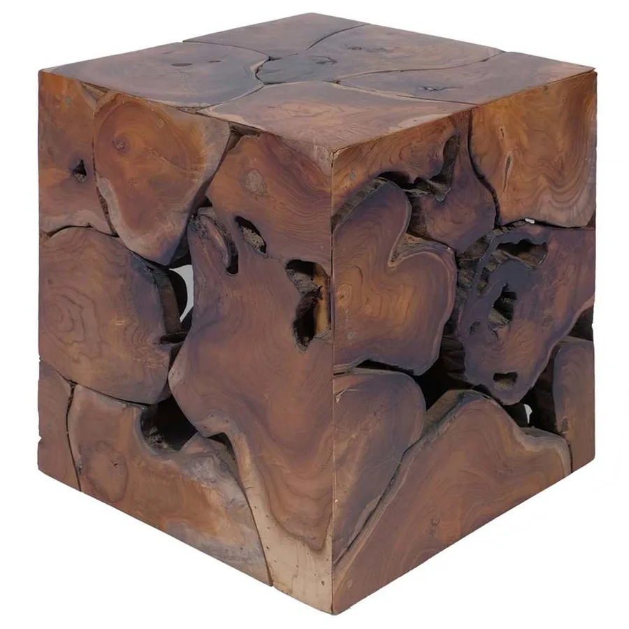 Tabourets 4 pcs marron 40x40x45 cm bois de teck massif - 5
