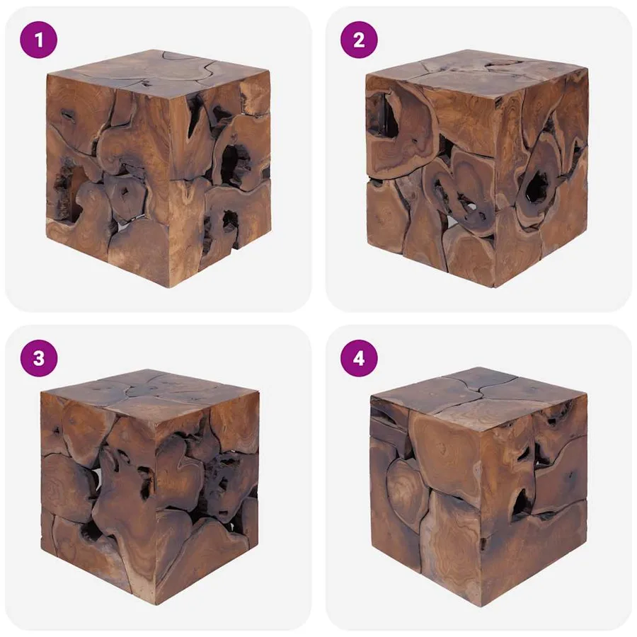 Tabourets 4 pcs marron 40x40x45 cm bois de teck massif - 6