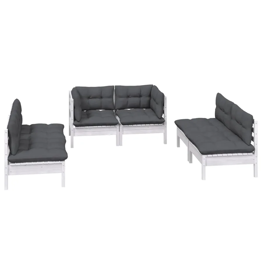 Salon de jardin 6 pcs avec coussins bois de pin massif - 3