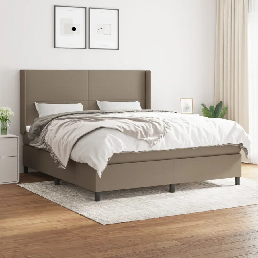 Sommier à lattes de lit avec matelas Taupe 180x200 cm Tissu