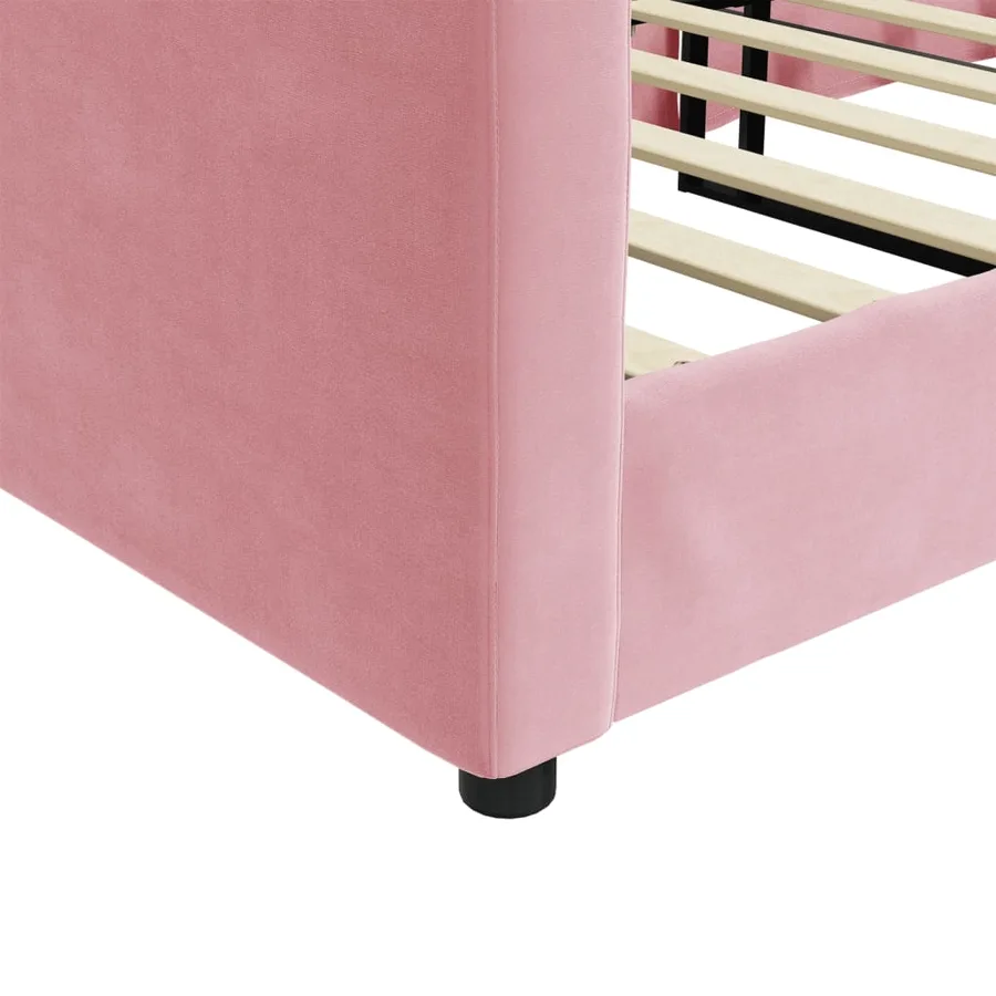 Lit de repos sans matelas rose 90x200 cm velours - 6