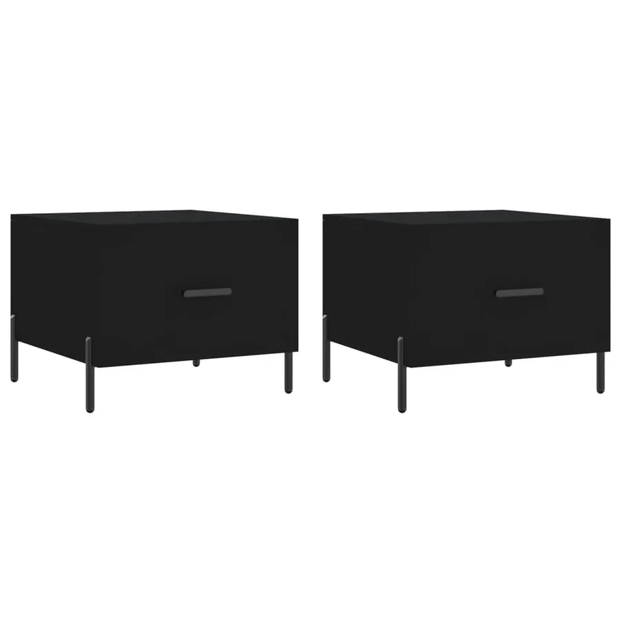 Tables basses 2 pcs noir 50x50x40 cm bois d'ingénierie - 2