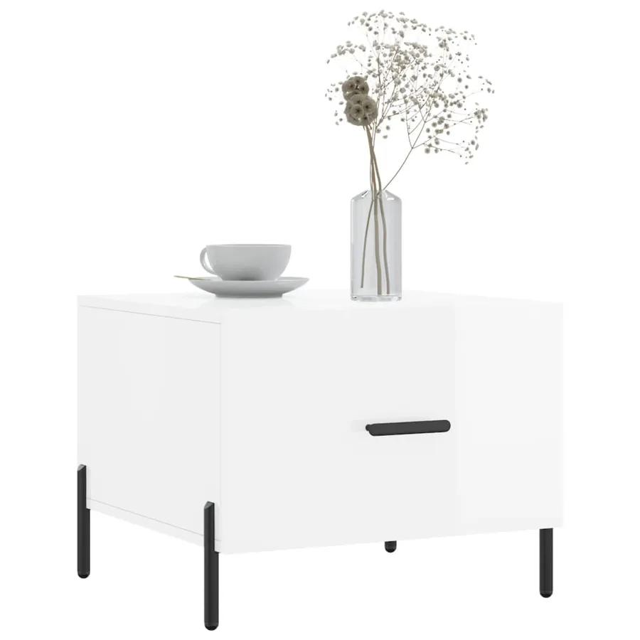 Tables basses 2 pcs blanc brillant 50x50x40cm bois d'ingénierie - 3