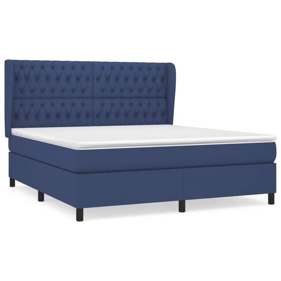 Sommier à lattes de lit avec matelas Bleu 180x200 cm Tissu - 2
