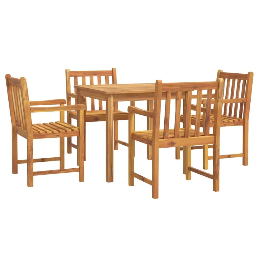 Ensemble à manger de jardin 5 pcs Bois d'acacia solide - 2