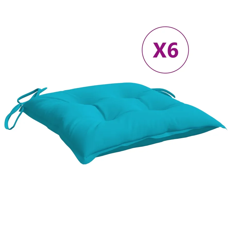 Coussins de chaise lot de 6 turquoise 40x40x7 cm tissu - 2