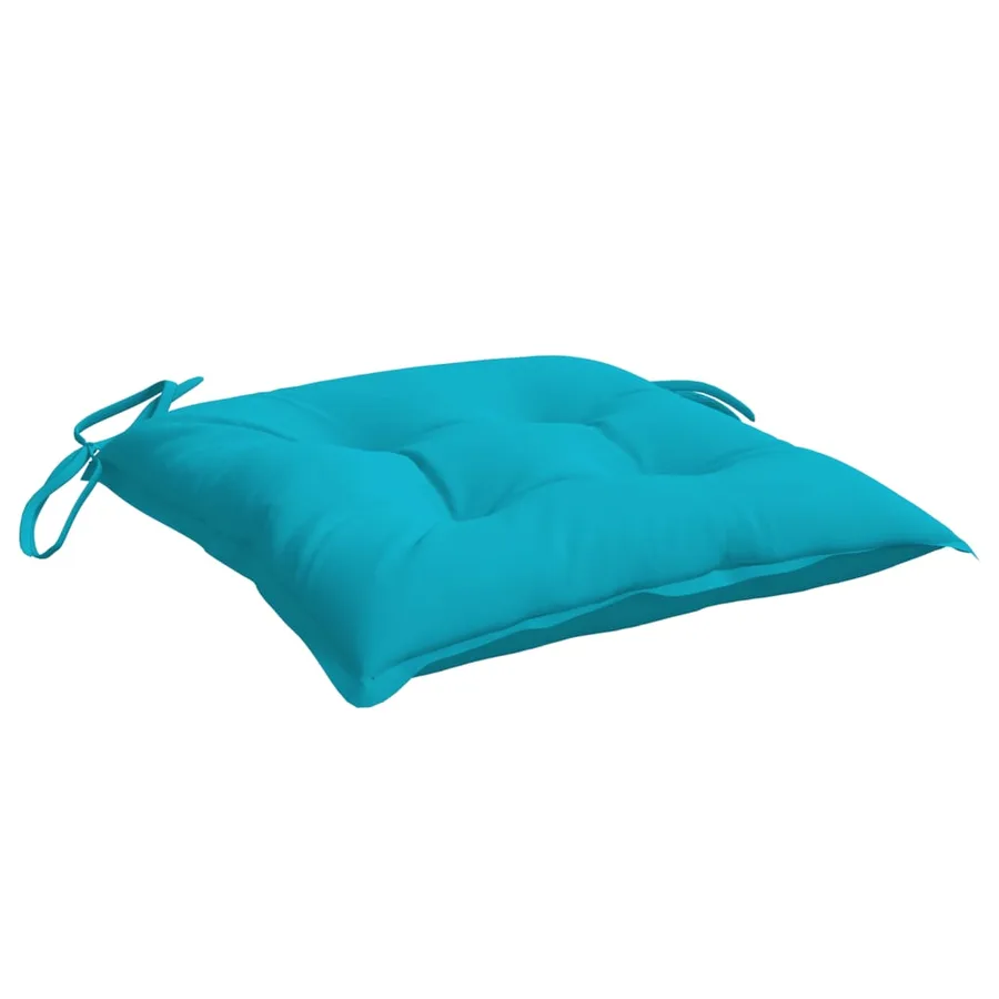 Coussins de chaise lot de 6 turquoise 40x40x7 cm tissu - 5