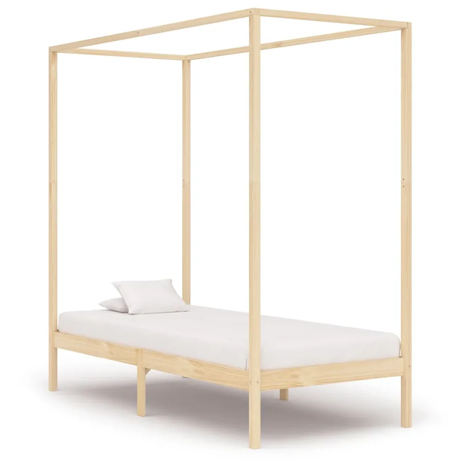 Cadre de lit à baldaquin sans matelas bois massif 100x200 cm