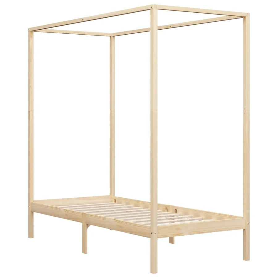 Cadre de lit à baldaquin sans matelas bois massif 100x200 cm - 2