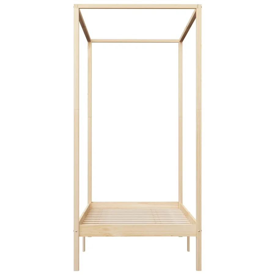 Cadre de lit à baldaquin sans matelas bois massif 100x200 cm - 3