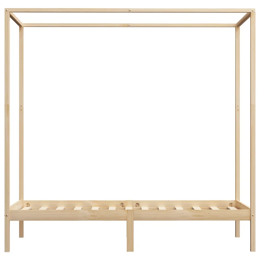 Cadre de lit à baldaquin sans matelas bois massif 100x200 cm - 4