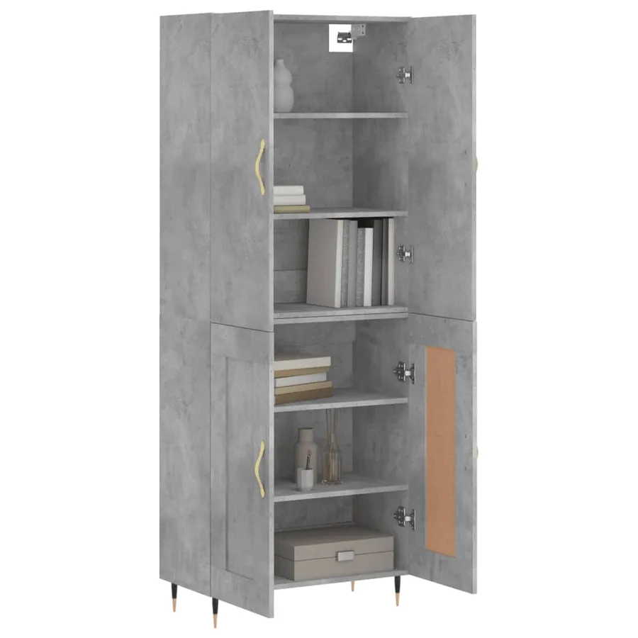 Buffet haut Gris béton 69,5x34x180 cm Bois d'ingénierie - 11