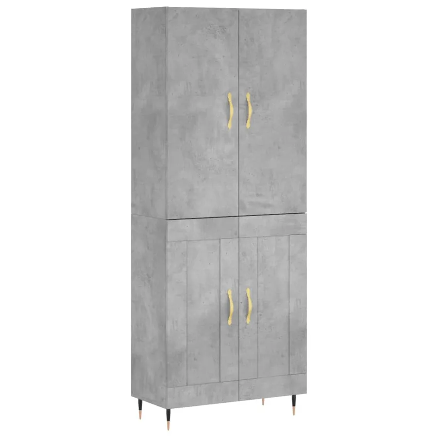 Buffet haut Gris béton 69,5x34x180 cm Bois d'ingénierie - 2