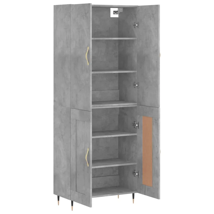 Buffet haut Gris béton 69,5x34x180 cm Bois d'ingénierie - 3