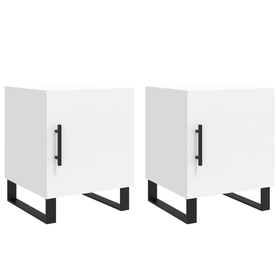 Tables de chevet 2 pcs blanc 40x40x50 cm bois d’ingénierie - 2