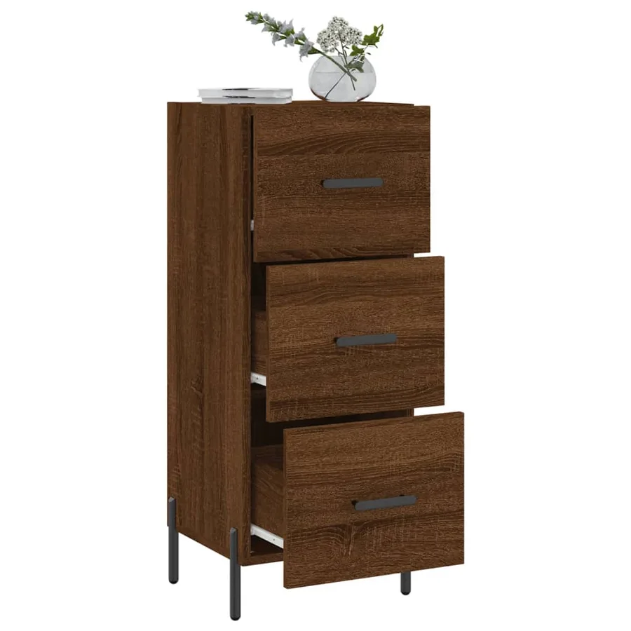 Buffet Chêne marron 34,5x34x90 cm Bois d'ingénierie - 4