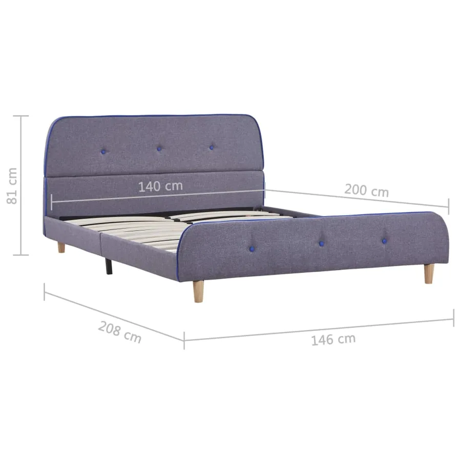 Cadre de lit sans matelas gris clair tissu 140x200 cm - 6