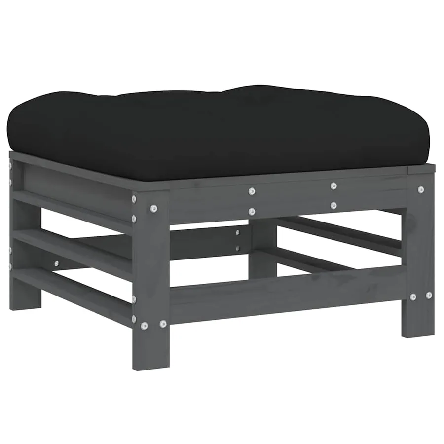 Salon de jardin 6 pcs avec coussins gris bois massif - 6