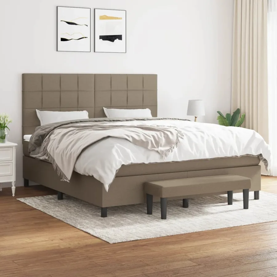 Sommier à lattes de lit avec matelas Taupe 180x200 cm Tissu