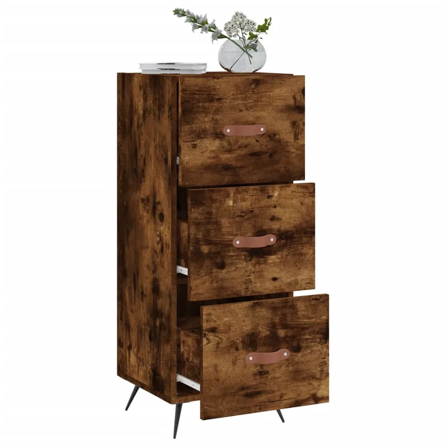 Buffet Chêne fumé 34,5x34x90 cm Bois d'ingénierie - 4