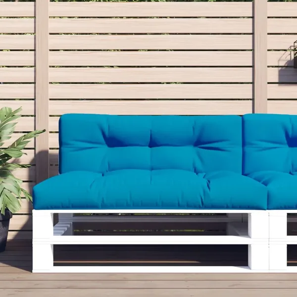 Coussin de palette bleu clair 120x40x12 cm tissu