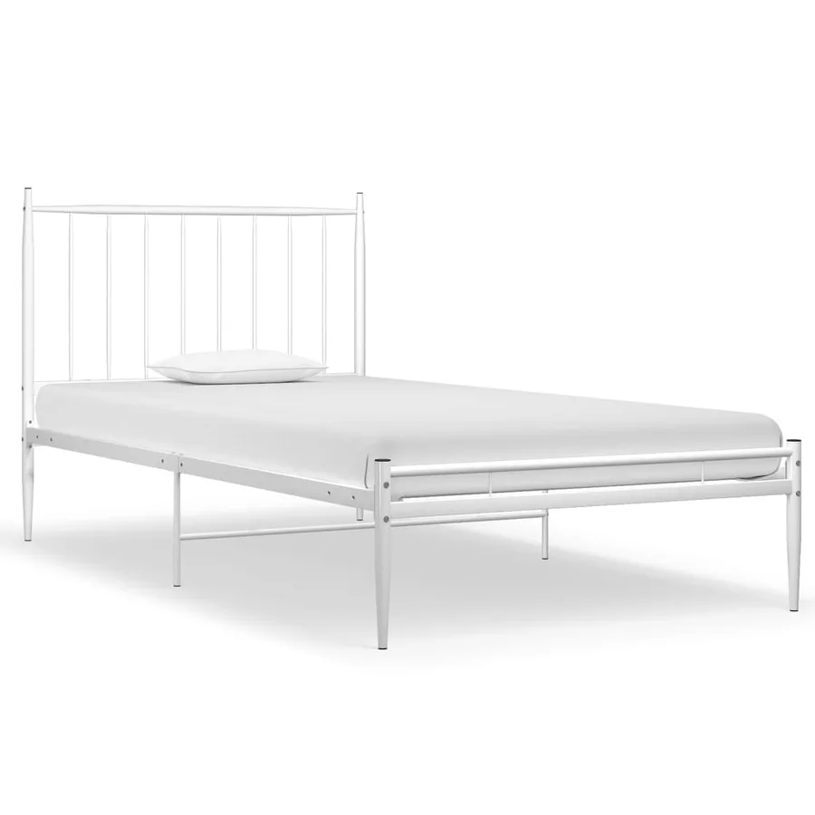 Cadre de lit sans matelas blanc métal 90x200 cm - 2