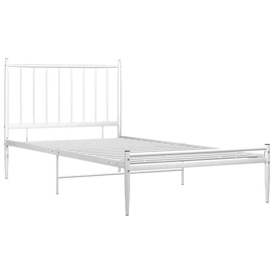 Cadre de lit sans matelas blanc métal 90x200 cm - 3