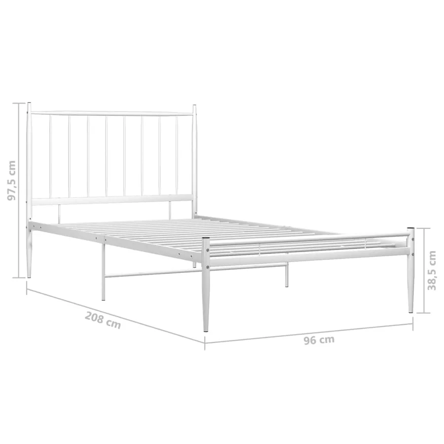 Cadre de lit sans matelas blanc métal 90x200 cm - 7