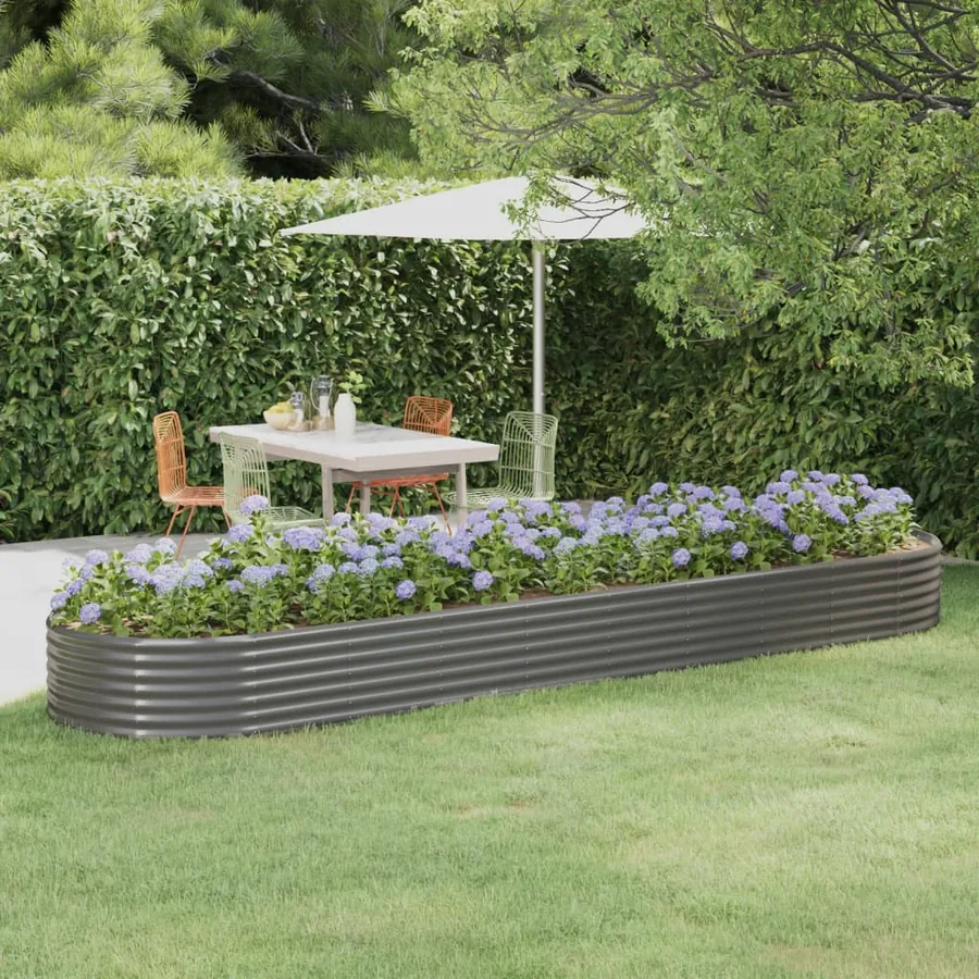 Lit surélevé de jardin Acier galvanisé 396x100x36cm gris