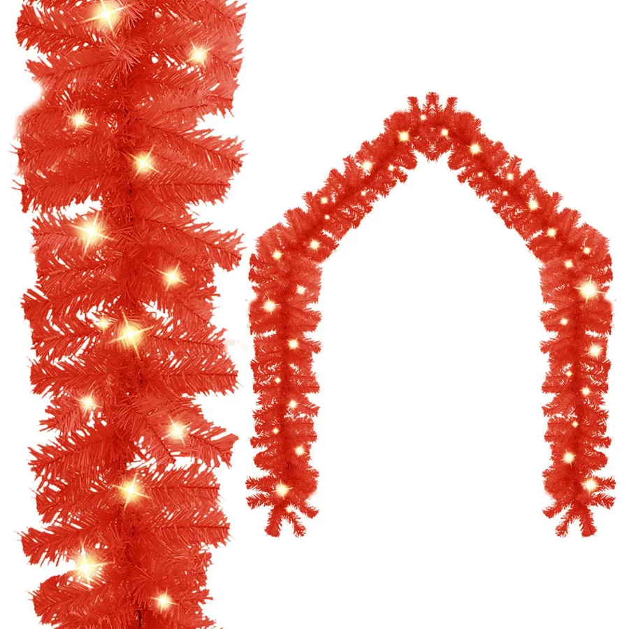 Guirlande de Noël avec lumières LED 20 m Rouge