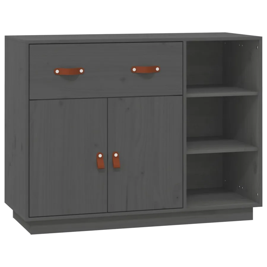 Buffet Gris 98,5x40x75 cm Bois massif de pin - 2